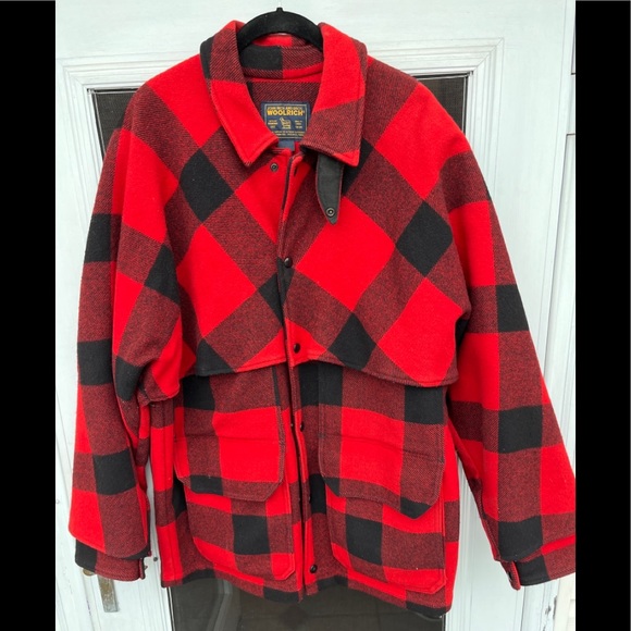Woolrich Other - WOOLRICH JOHN RICH & SON RED BLACK WOOL HUNTER COAT-EUC-VINTAGE